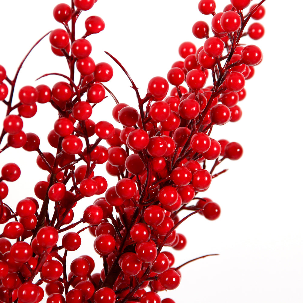 Chinese New Year Artificial Red Berry Branch Fruit Red Holly Berry Bouquet For Festival Wedding Christmas Decoration