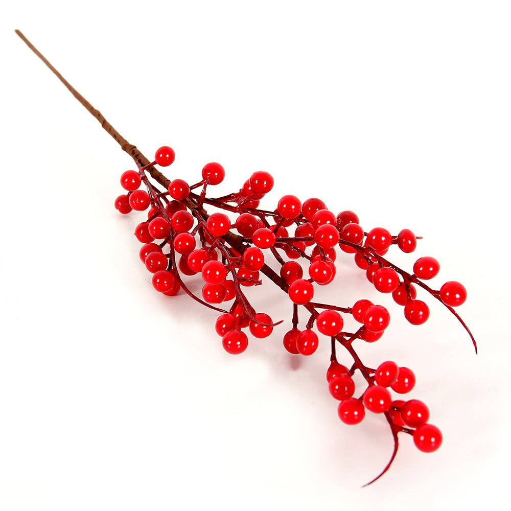 Chinese New Year Artificial Red Berry Branch Fruit Red Holly Berry Bouquet For Festival Wedding Christmas Decoration