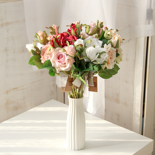 Wholesale Artificial Flowers Cheap Price 2 Heads Real Touch Roses Wedding Centerpiece Flower Home Decoration Flower