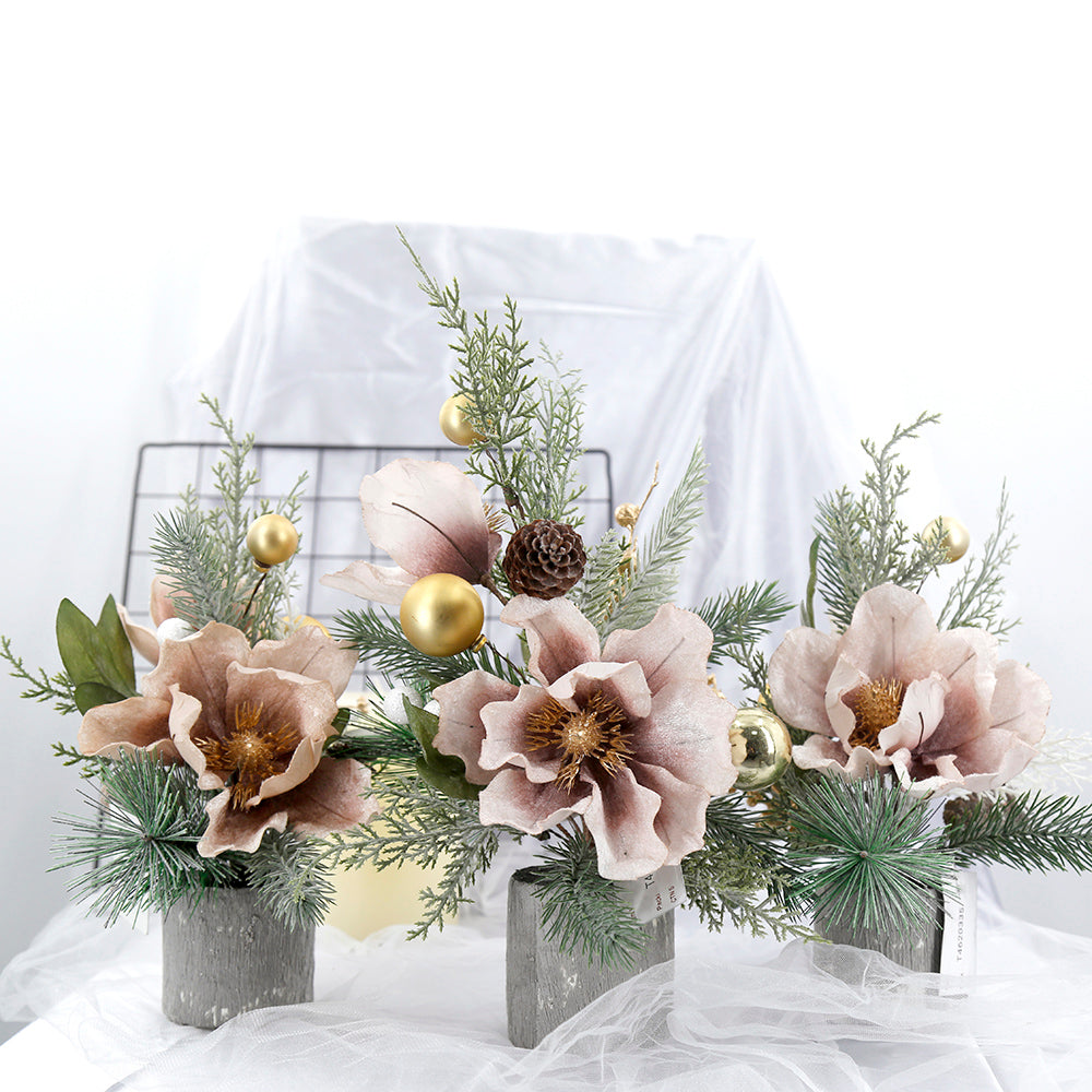 Pretty Snow Spray Christmas Flowers Pot Artificial Spray Flower For Home Decoration