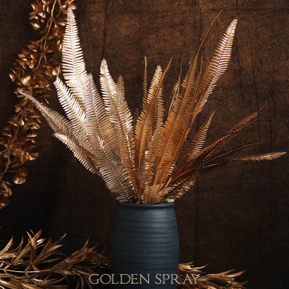 Glitter Plastic Leaves Artificial Christmas Glitter Picks Gold Silver and Copper Color Office Family Decoration Flower Plants