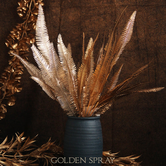 Glitter Plastic Leaves Artificial Christmas Glitter Picks Gold Silver and Copper Color Office Family Decoration Flower Plants