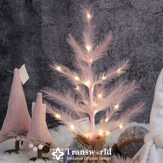 18INCH Pampas Grass Flexible Christmas Led Tree Hand-made Small Christmas Trees With Lights Table Stand Decoration