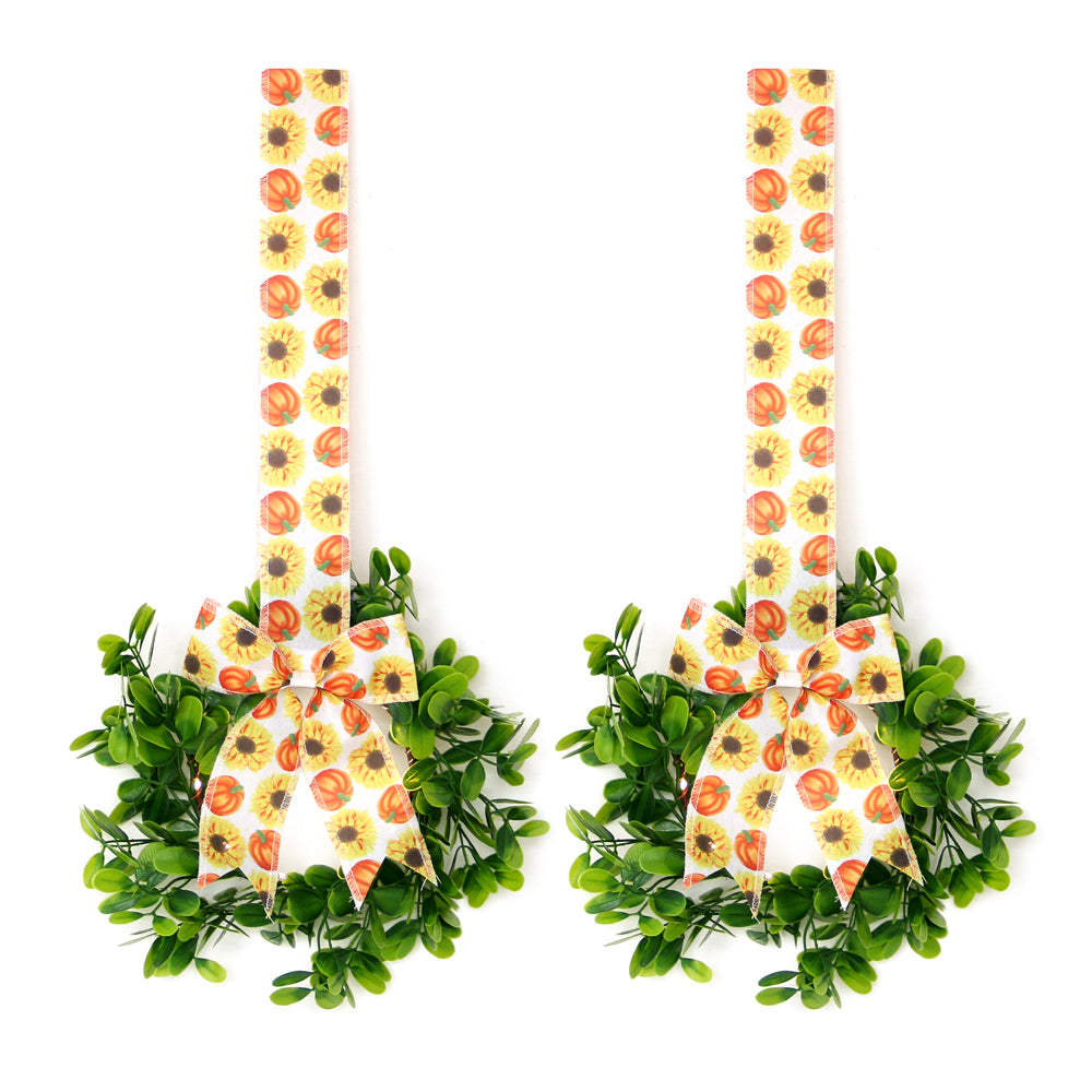 2024 New Product Decorative Wreaths Set Of 1 Faux Wreaths With 4Ribbons With Light&timer For Door Kitchen Cabinet Decoration