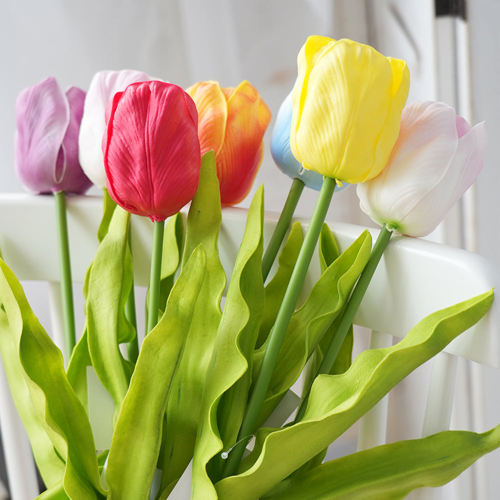 Wholesale PU Material Artificial Tulips Single Head Tulips Flower Decorative Flowers for Home Wedding Mother's Day Decorations