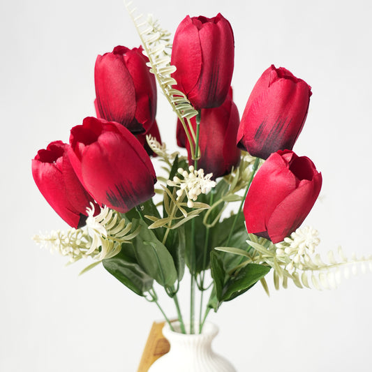 Customized 9 Heads PU Tulip Flowers Mini Artificial Tulips Decoration Flowers For Home Wedding Graduation