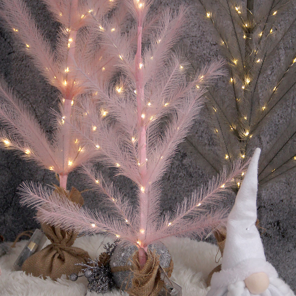 New Design 60cm Christmas Tree With Led Lights Small Artificial Pampas Grass Tree With Light Celebration Home Event Party