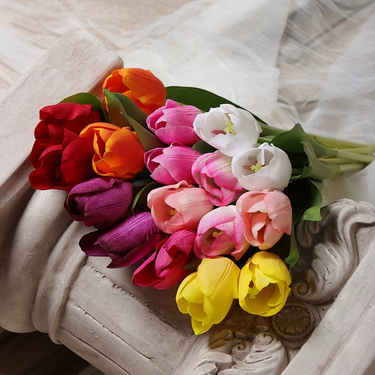 Wholesale PU Material Artificial Tulips Single Head Tulips Flower Decorative Flowers for Home Wedding Mother's Day Decorations