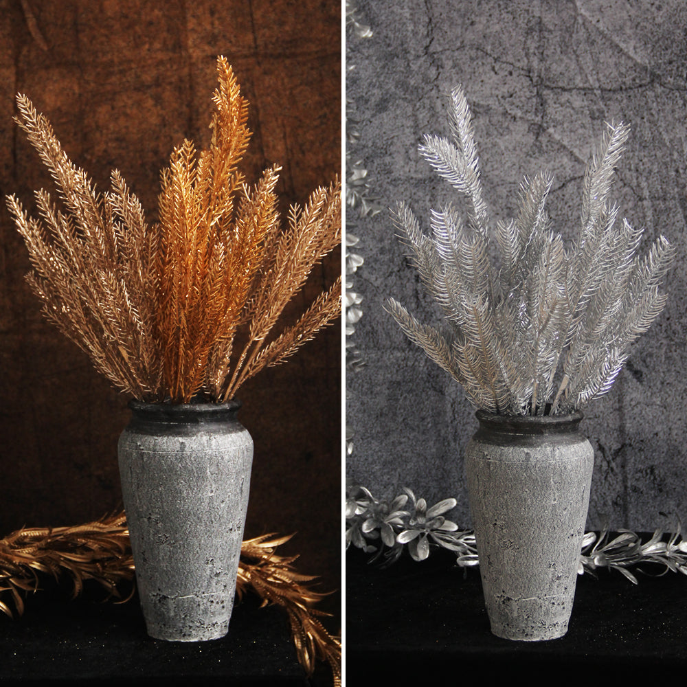 Whosale Four-colour Plastic Grass Artificial Gold Leaves Simulation Silver  Flowers Home Indoor Outdoor DIY Planter Vase Filler