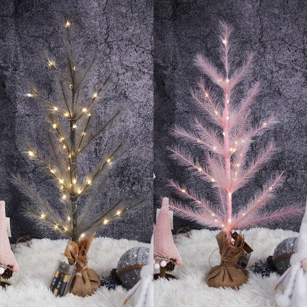 New Design 60cm Christmas Tree With Led Lights Small Artificial Pampas Grass Tree With Light Celebration Home Event Party