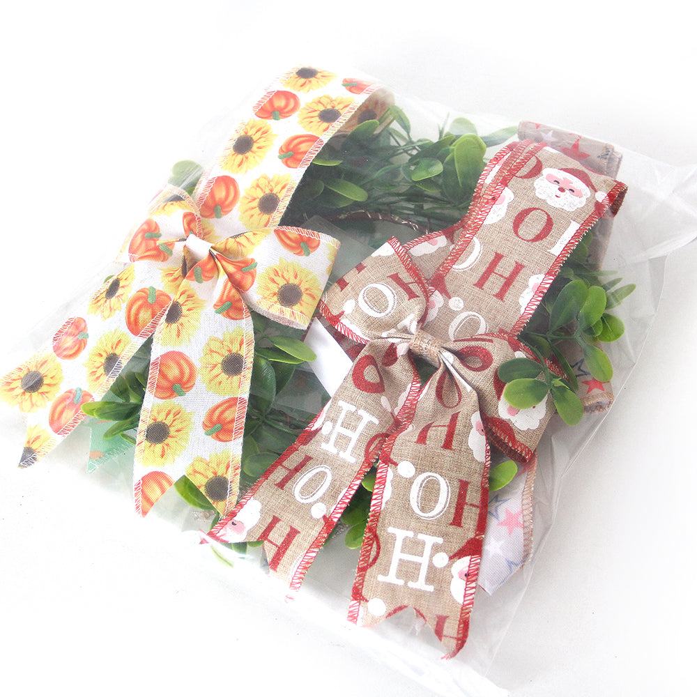 2024 New Product Decorative Wreaths Set Of 1 Faux Wreaths With 4Ribbons With Light&timer For Door Kitchen Cabinet Decoration