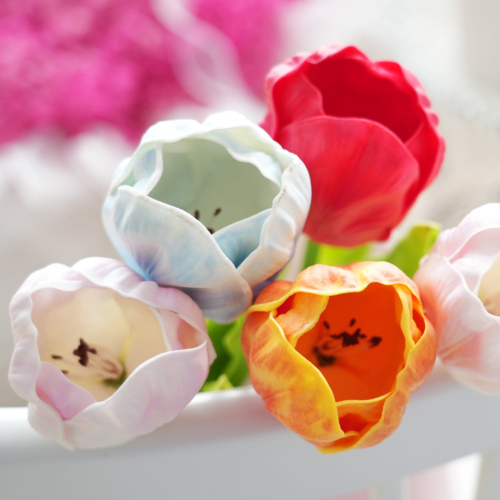 Wholesale PU Material Artificial Tulips Single Head Tulips Flower Decorative Flowers for Home Wedding Mother's Day Decorations