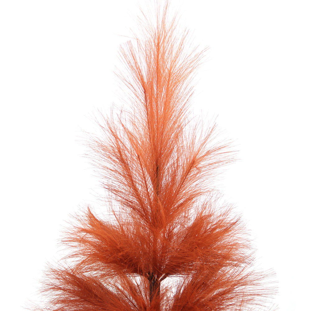 Distinctive Orange 3-ft Dense Artificial Pampas Tree With Round Wooden Bottom Pampas Grass Christmas Tree