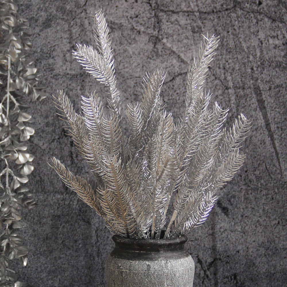 Whosale Four-colour Plastic Grass Artificial Gold Leaves Simulation Silver  Flowers Home Indoor Outdoor DIY Planter Vase Filler