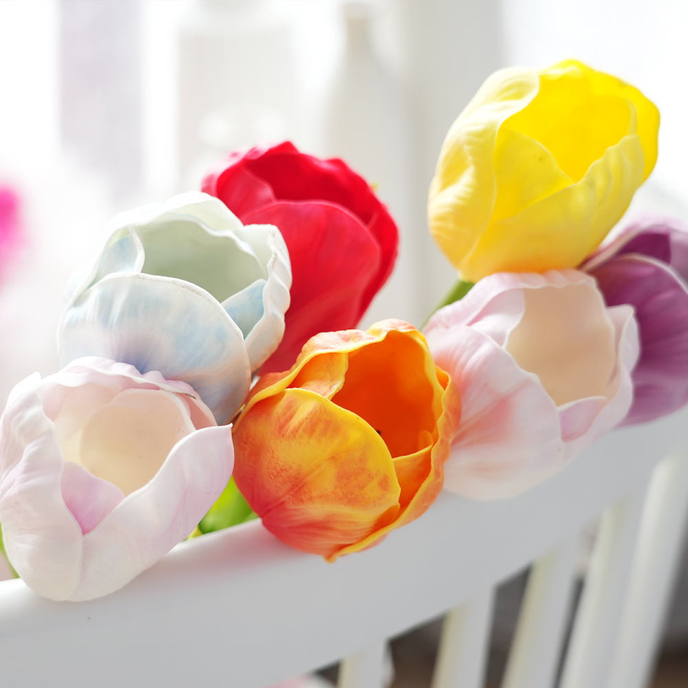 Wholesale PU Material Artificial Tulips Single Head Tulips Flower Decorative Flowers for Home Wedding Mother's Day Decorations