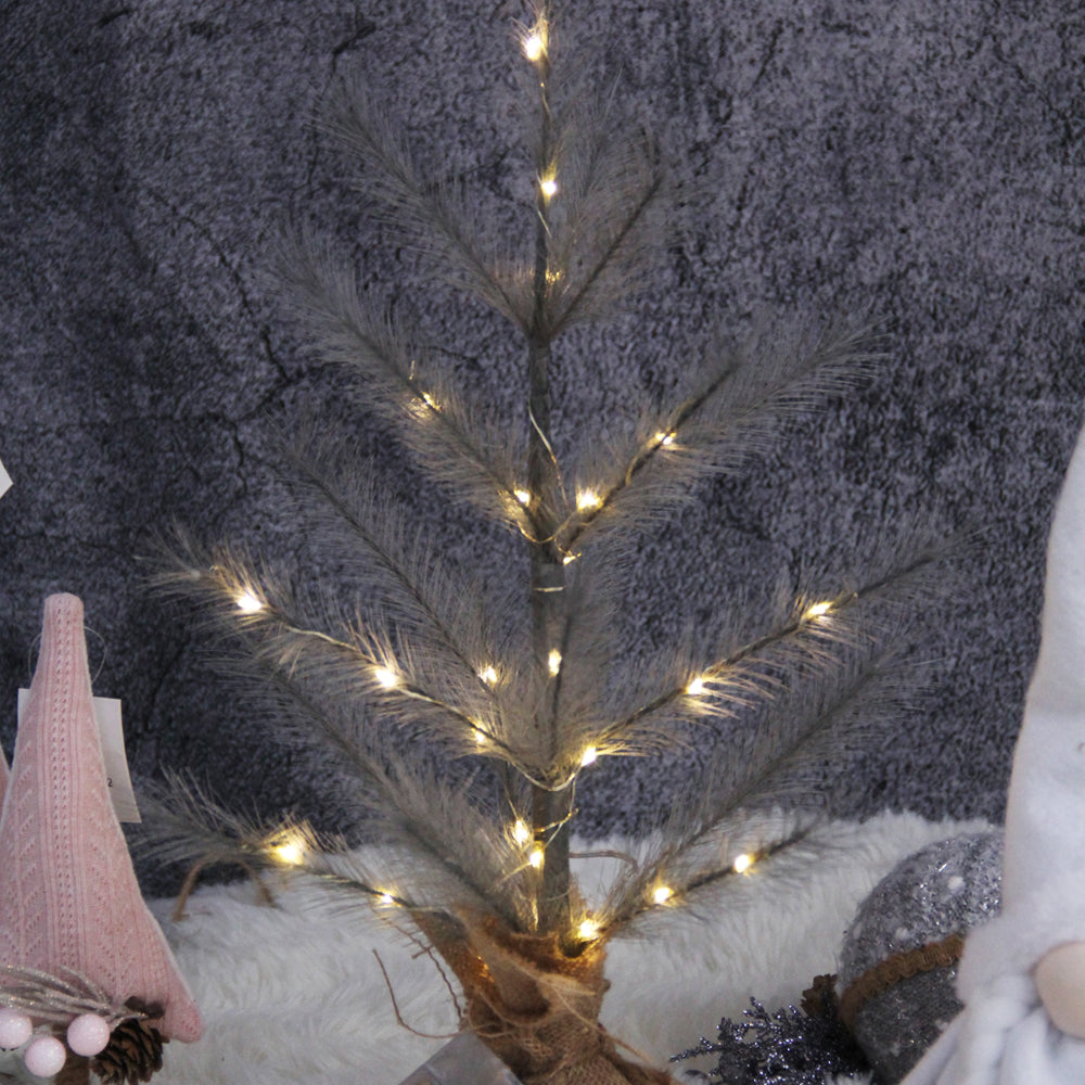 18INCH Pampas Grass Flexible Christmas Led Tree Hand-made Small Christmas Trees With Lights Table Stand Decoration