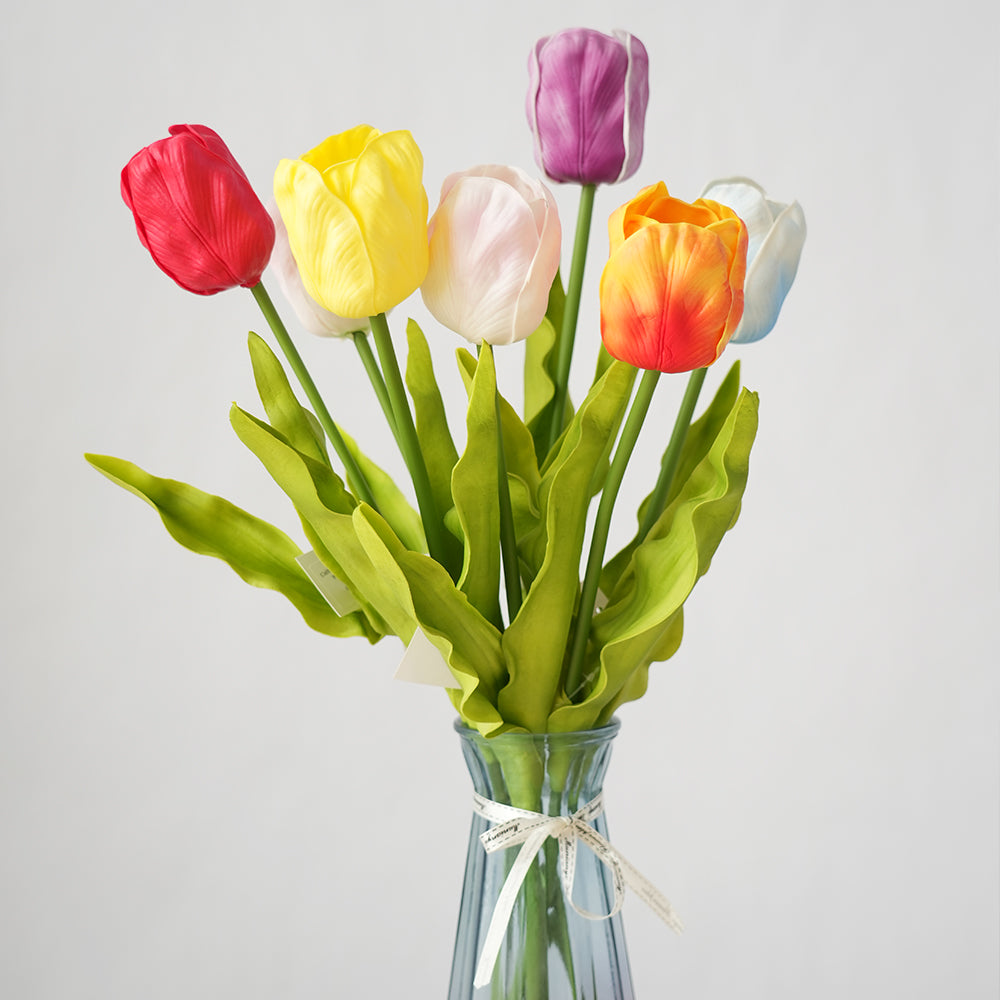 Wholesale PU Material Artificial Tulips Single Head Tulips Flower Decorative Flowers for Home Wedding Mother's Day Decorations