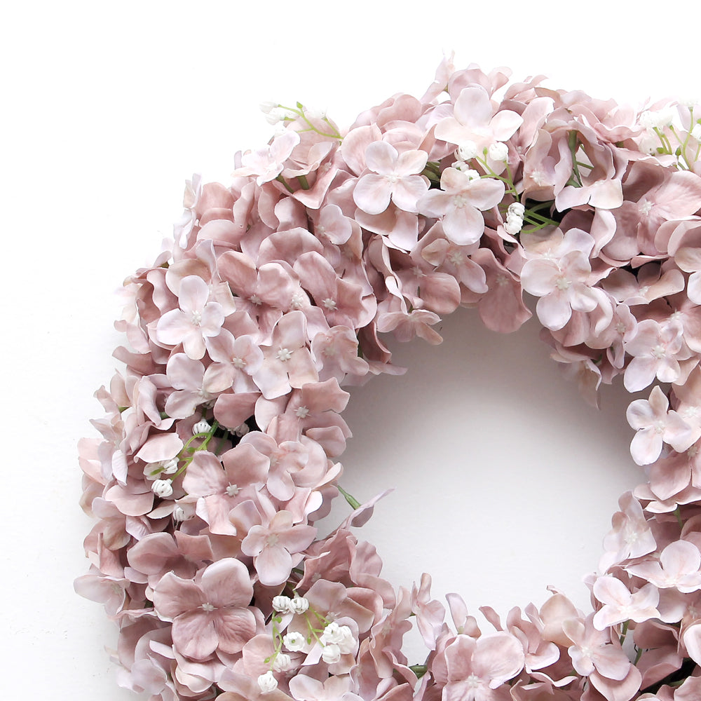 Stunning Design Pink Artificial Wreath Hydrangea Petal Decorative Wreaths for Festival Wedding Party Decoration