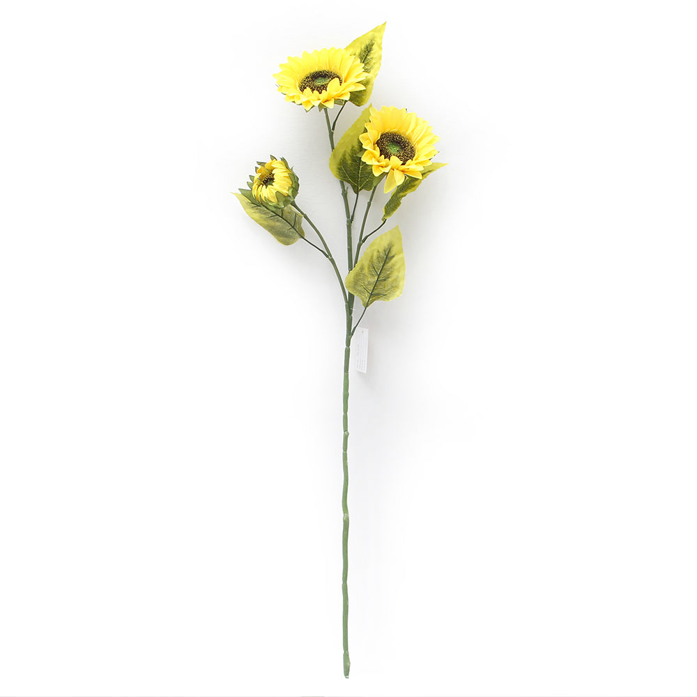 2024 Spring Summer Decorative Flowers 80cm Three Heads Sunflower Flowers Artificial Decorative Restaurant Hotel Cafe Decoration