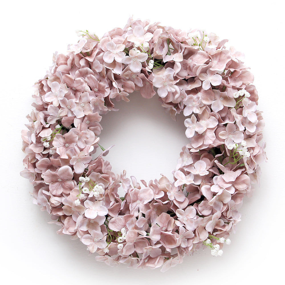 Stunning Design Pink Artificial Wreath Hydrangea Petal Decorative Wreaths for Festival Wedding Party Decoration