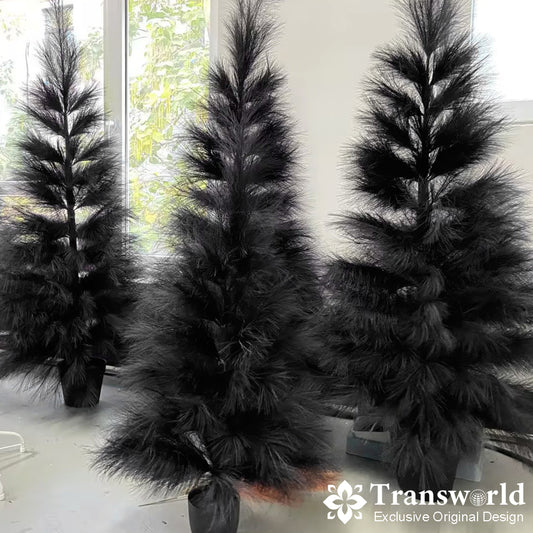 Black Color Pampas Grass Tree Handmade Customizable Size and Color Artificial Christmas Decorations Tree Wholesale Decorative Tree