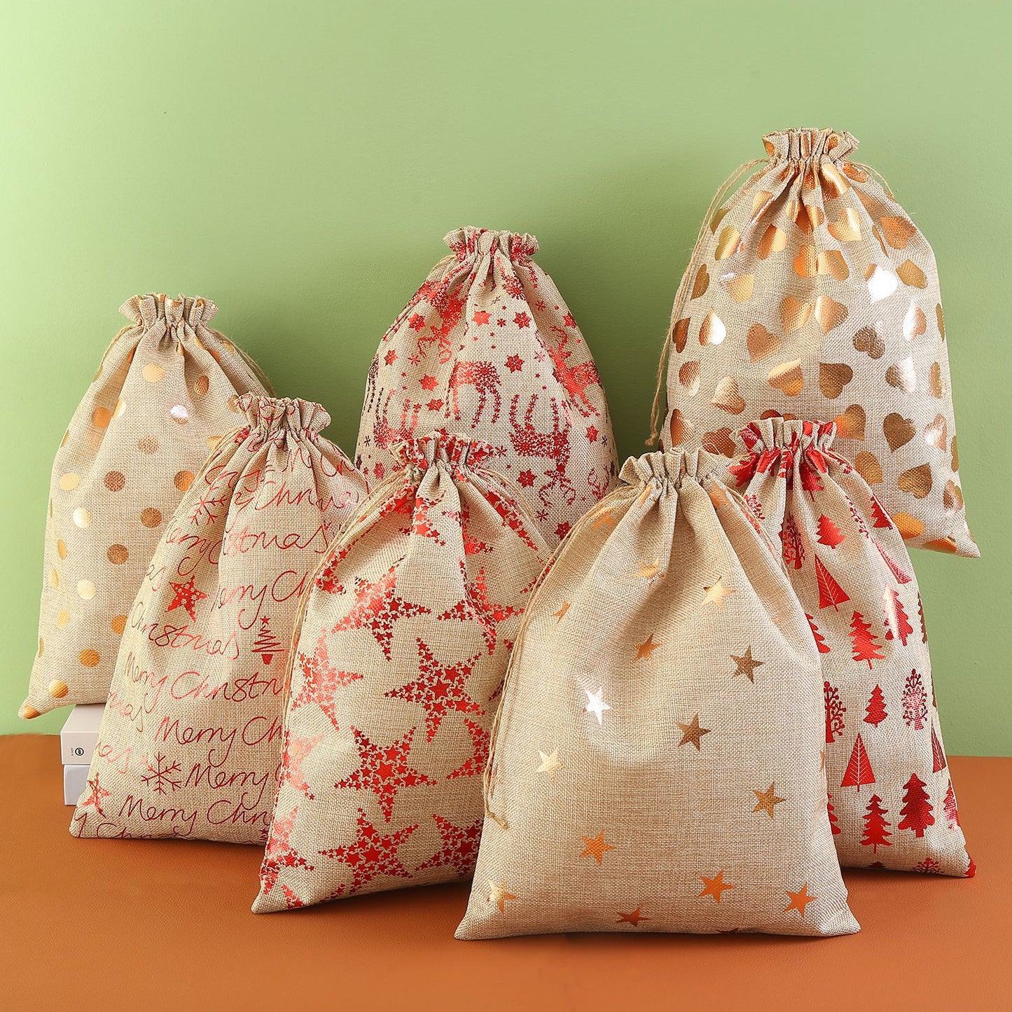 New Product Christmas Gift Bags Large Size Gilt Linen Bundle Pocket Storage Bag For Christmas Decorations