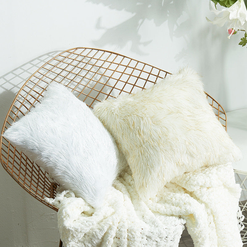 Plush Creamy-White Throw Pillows Comfortable Soft White Silver Wire Decorative & Throw Pillows For Home Decorations