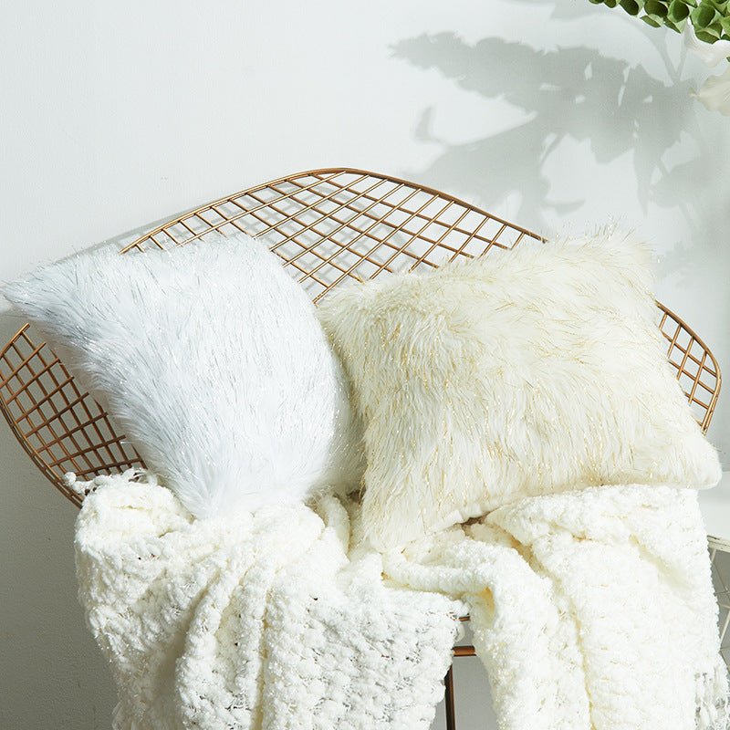 Plush Creamy-White Throw Pillows Comfortable Soft White Silver Wire Decorative & Throw Pillows For Home Decorations