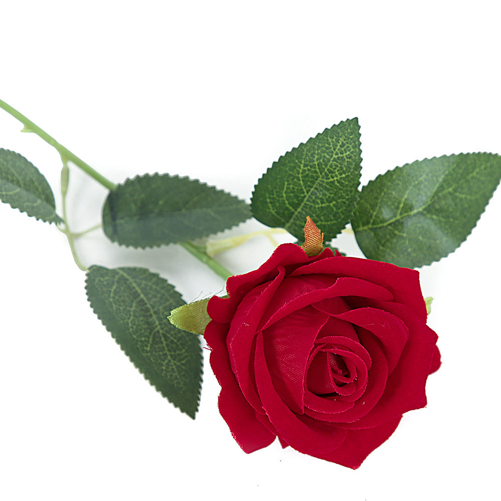 Wholesale Artificial Red Roses Single Velvet Rose Flowers Artificial Decorative Flowers for Valentine's Day Wedding Store Decor