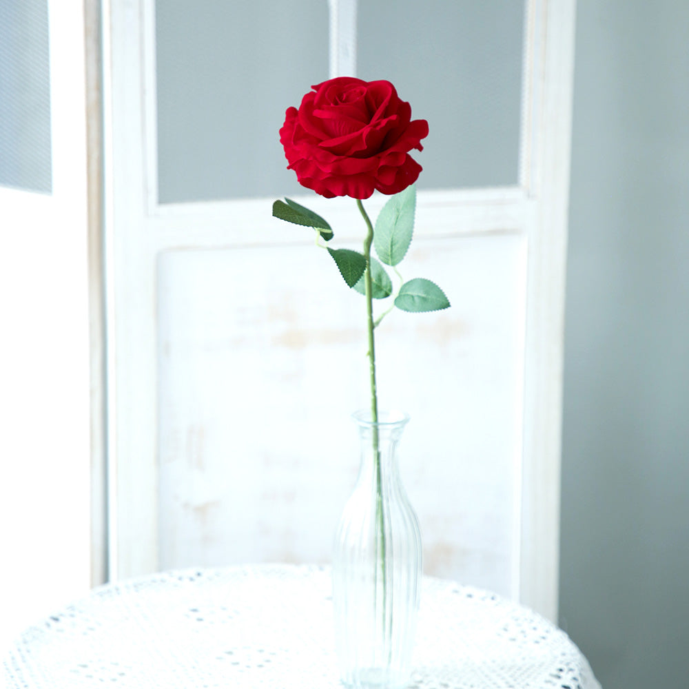 Wholesale Artificial Red Roses Single Velvet Rose Flowers Artificial Decorative Flowers for Valentine's Day Wedding Store Decor