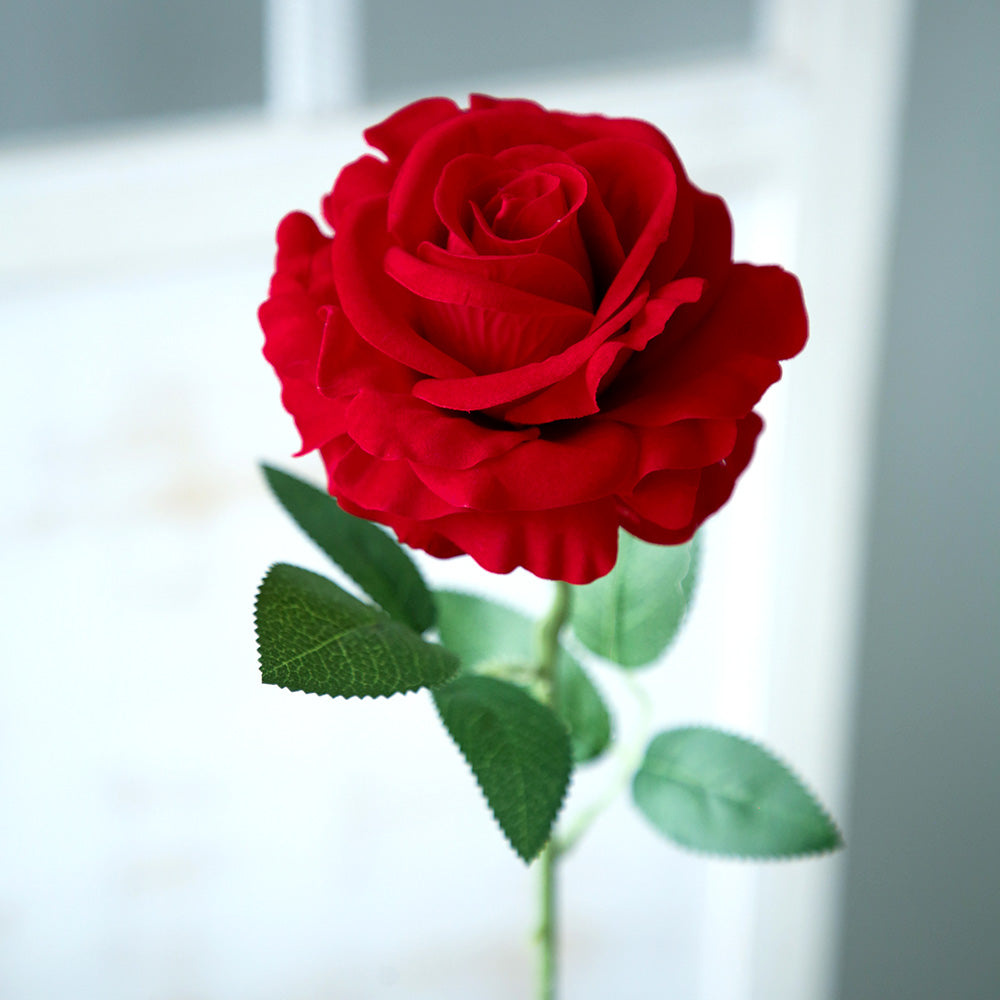 Wholesale Artificial Red Roses Single Velvet Rose Flowers Artificial Decorative Flowers for Valentine's Day Wedding Store Decor