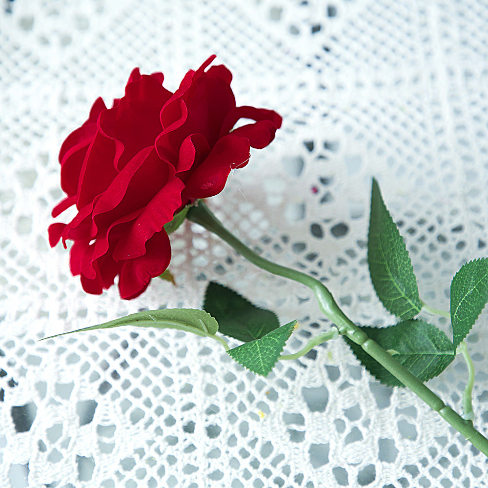 Wholesale Artificial Red Roses Single Velvet Rose Flowers Artificial Decorative Flowers for Valentine's Day Wedding Store Decor