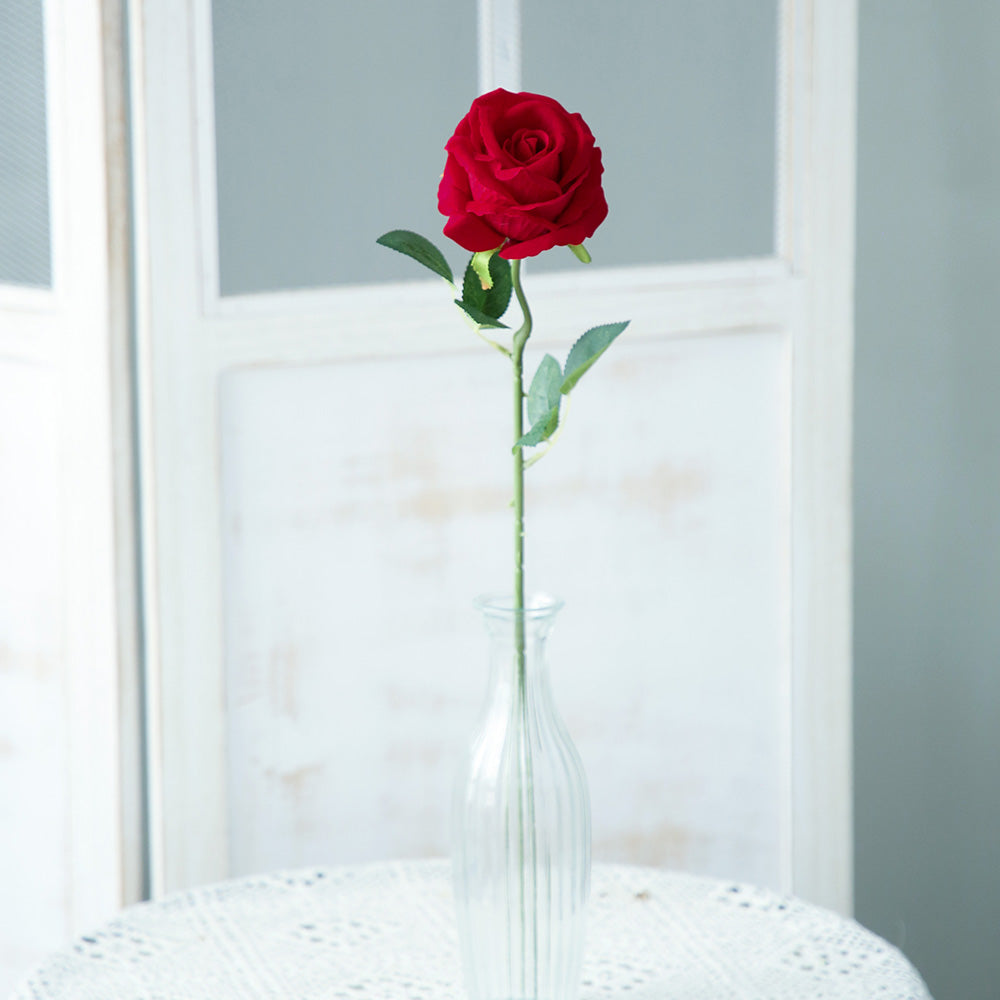 Wholesale Artificial Red Roses Single Velvet Rose Flowers Artificial Decorative Flowers for Valentine's Day Wedding Store Decor