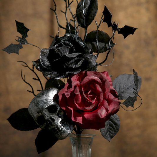 Halloween Branches Picks Skeletons With Faux Flowers Artificial Twigs Halloween Black Dead Branches For Halloween Decoration