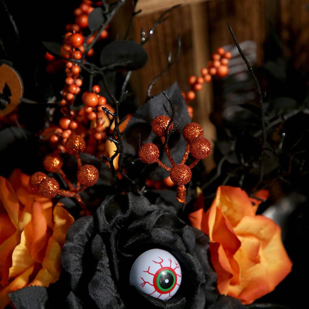 Carnival Ornament Halloween Decorative Branches and Twigs Flower Pot With Artificial Roses Flower For Halloween Decoration