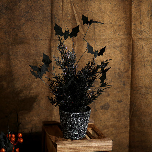 Cheap Wholesale Halloween Branches Picks Stems Glitter With Vase Black Halloween Decor Halloween Prop Spider Webs Faux Twigs