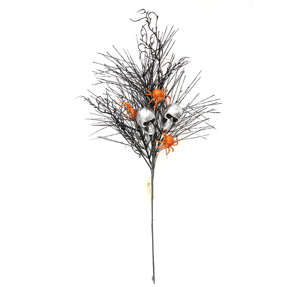 Hot Sale Halloween Branches Black Dead Artificial Twigs With Skull Decorative Branches and Twigs For Halloween Decoration