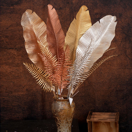 Festival Decoration Picks 90cm Artificial Banana Leaf Golden Plastic Artificial Branches For Home Party Christmas Decorations