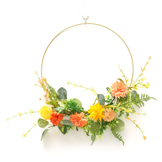Transworld Original Handmade 18INCH Artificial Wreath Spring Half Floral Wreath for Home Garden Decoration