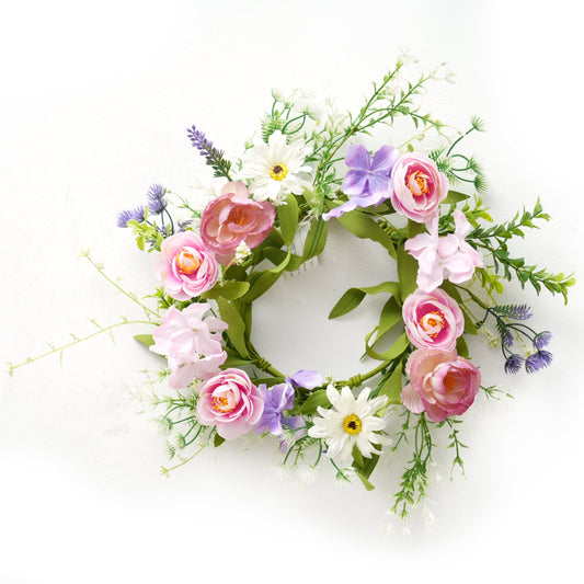 Transworld Original Handmade Small Artificial Wreath Spring Floral Wreath for Home Garden Decoration
