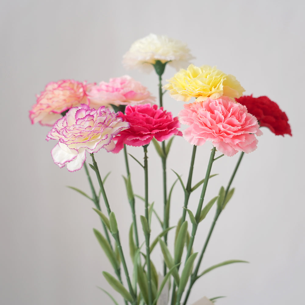 Beautiful Color Carnation Artificial Flower Long Branches Single Head Decorative Flowers Plants for Wedding Home Outdoor Decor