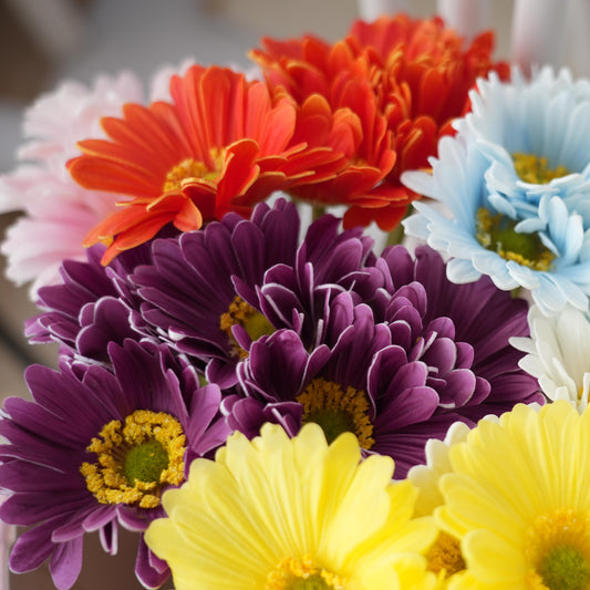 Wholesale PU 5Heads Artificial Chrysanthemum Flower Multicolour Gerbera Decorative Flowers for Home Garden Coffe Shop Decoration