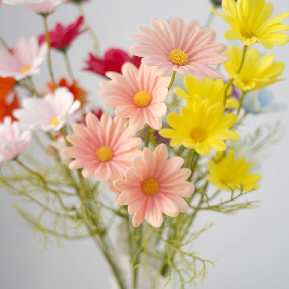 Wholesale PU  5heads Artificial Chrysanthemum Flower Multicolour Gerbera Decorative Flowers for Home Garden coffee Shop Decoration