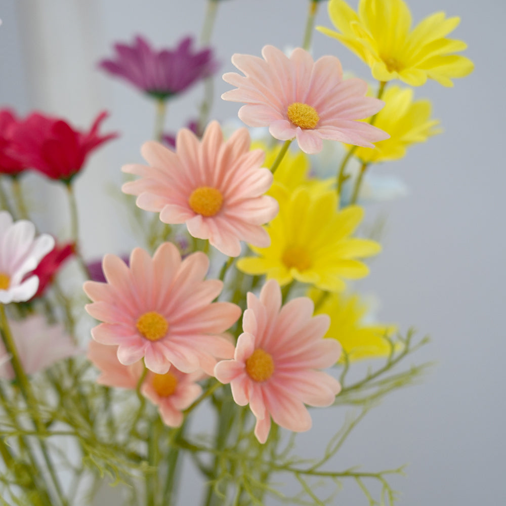 Wholesale PU  5heads Artificial Chrysanthemum Flower Multicolour Gerbera Decorative Flowers for Home Garden coffee Shop Decoration