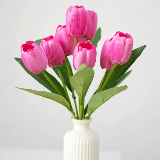Customized 9 Heads PU Tulip Flowers Bunching Silk Artificial Tulips Decoration Flowers For Home Wedding Graduation