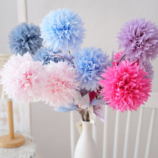 Beautiful Dopamine Color 2Head Ball Chrysanthemum Flower Artificial Floral Chrysanthemum Multicolour Decorative Flowers