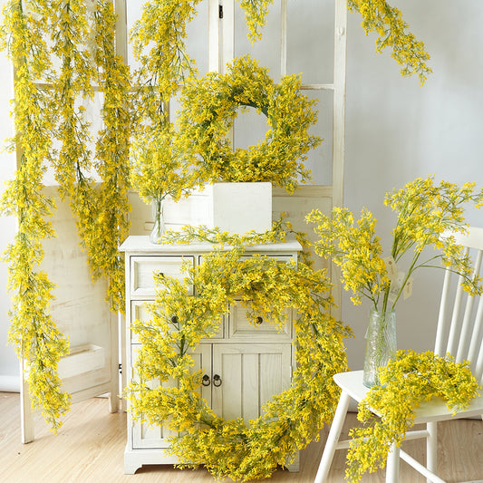 Transworld Original Handmade Wreath Artificial Rape Flowers Decorative Flowers, Wreaths and Plants for Interior Decoration