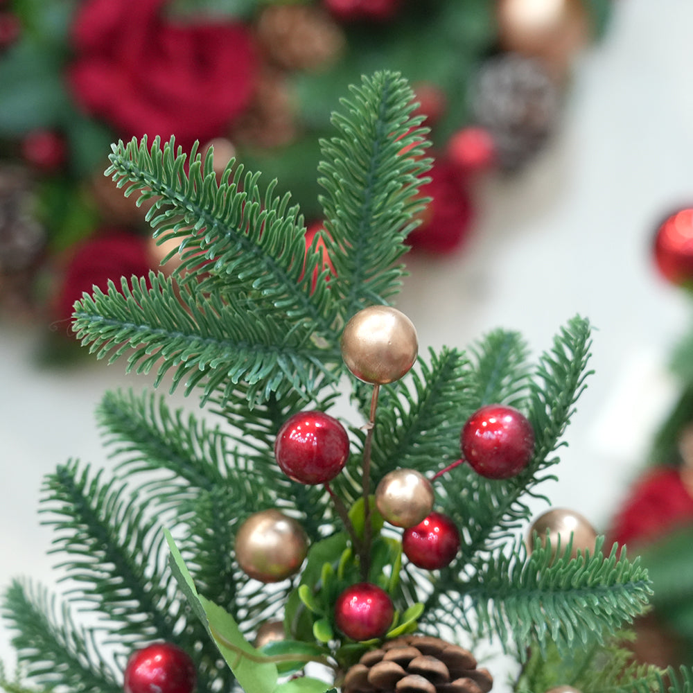 Wholesale Christmas Ornaments 70cm Christmas Decoration Pick Red Rose Pine Cone Artificial Branches For Christmas Decorations