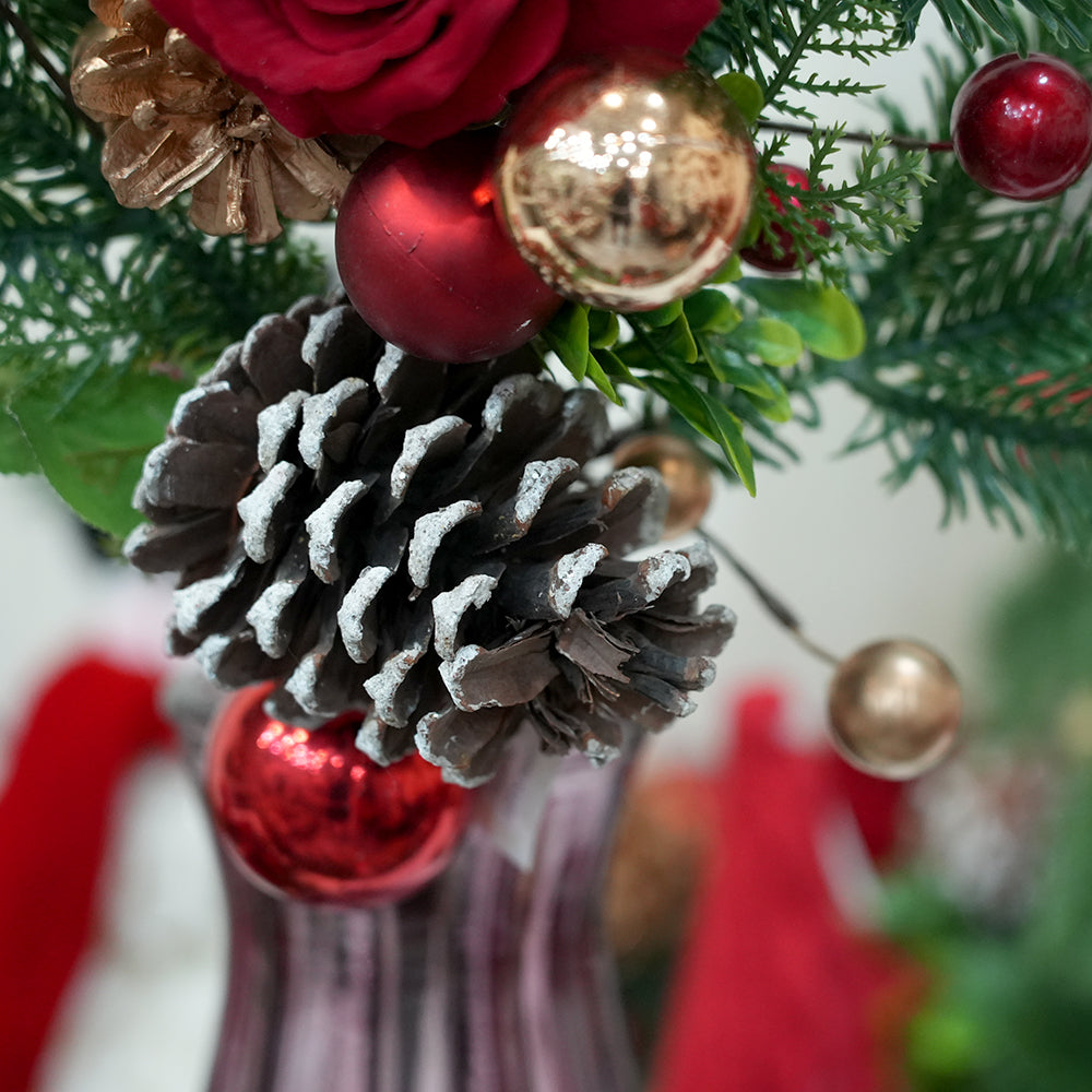 Wholesale Christmas Ornaments 70cm Christmas Decoration Pick Red Rose Pine Cone Artificial Branches For Christmas Decorations