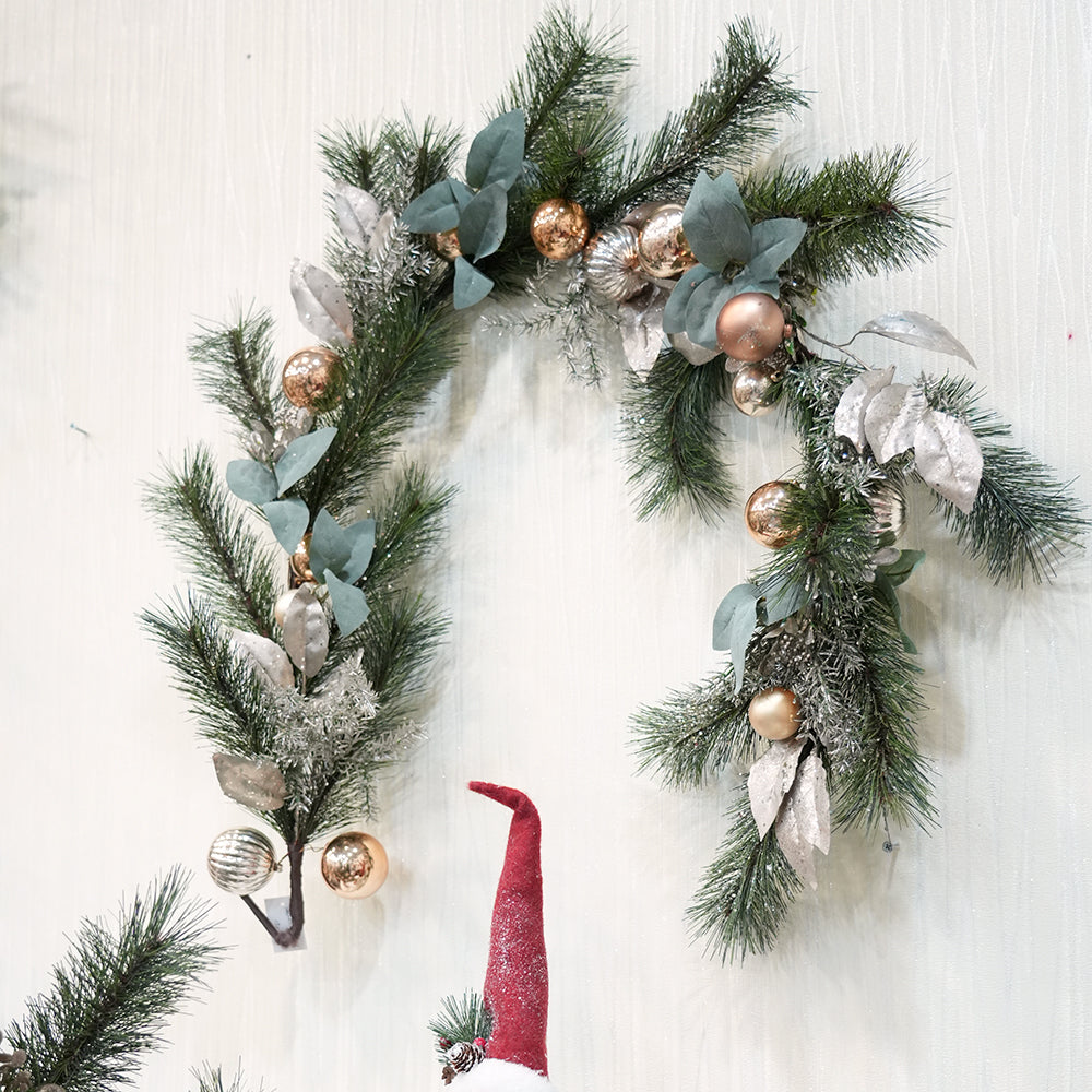 2024 Christmas Ornament 150cm Christmas Garland Plastic Christmas Ball Flower Garland for Festival Party Christmas Decorations